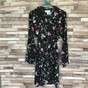 Motherhood Maternity dress womens Large black floral tie button up